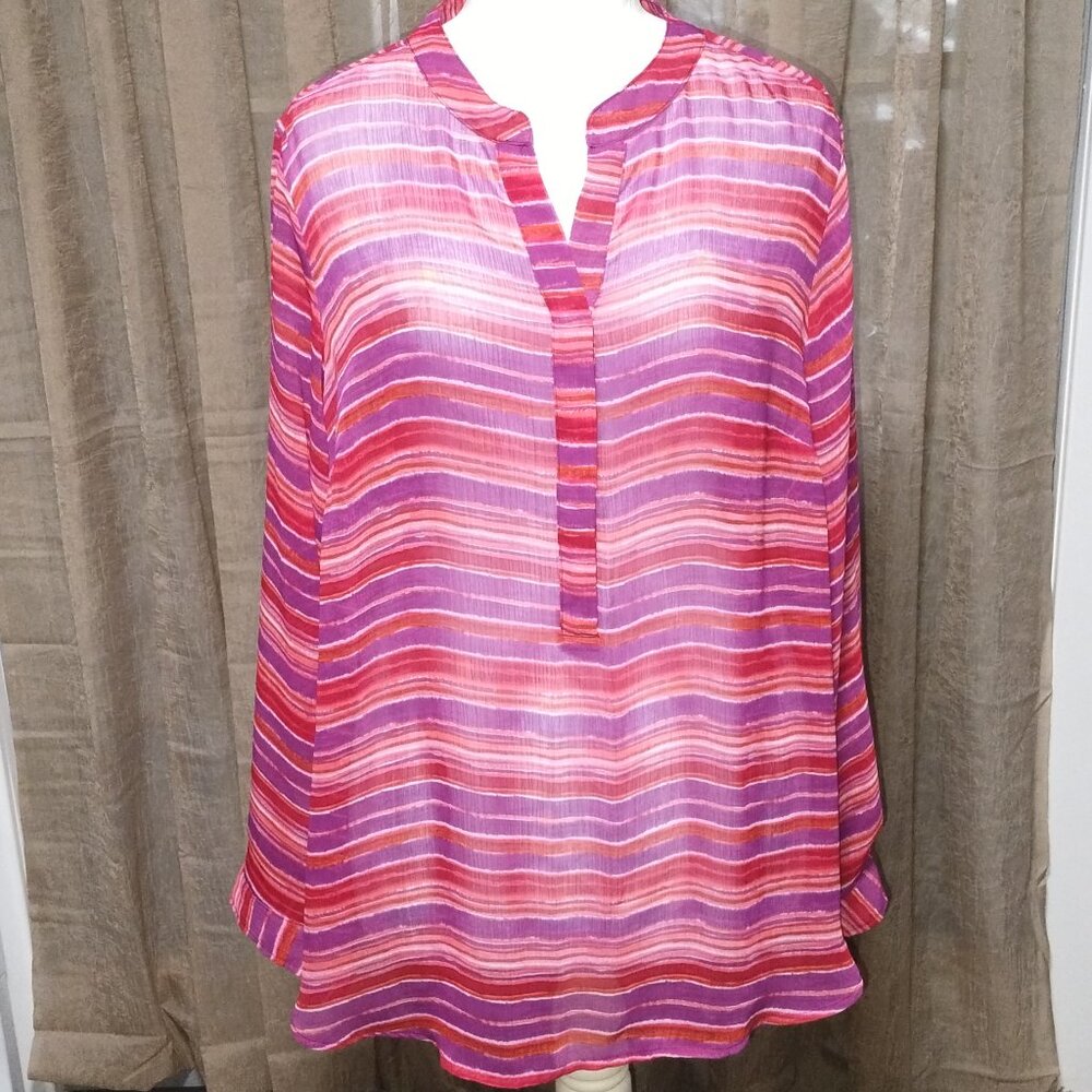 Women's Liz Claiborne Woman Plus Size 1X Semi-sheer Blouse. EUC.